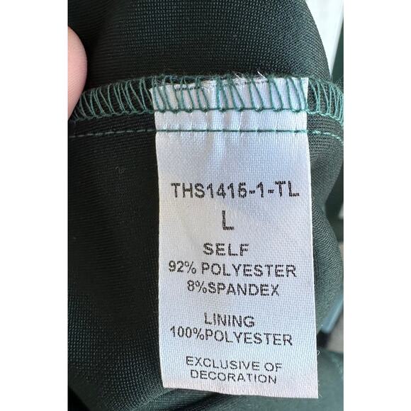 NWT THML Regine Faux Leather Puff Sleeve Shirt Dress Teal Green L Cottage Fall - Picture 9 of 10